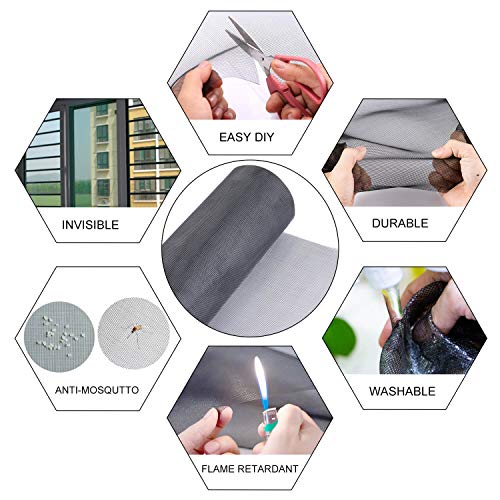 Fiberglass Screen Roll 36" x 100' A Continuous Roll UV Protection Install and Repair Door and Window Screen (36" x 100’, Sliver Grey) - color: Sliver Grey, size: 36" x 100'
