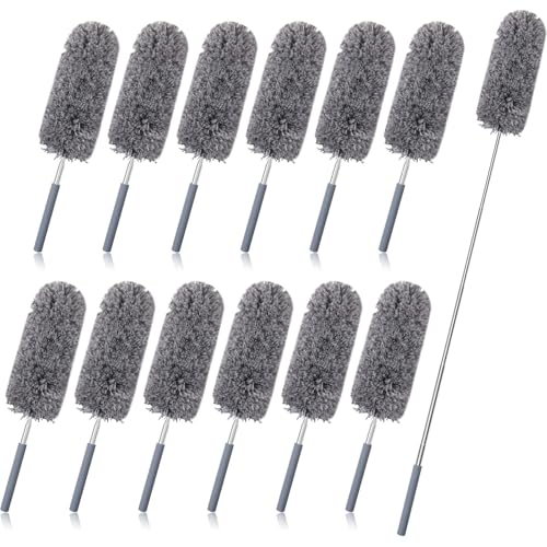 Tanlade 12 Pcs Microfiber Feather Dusters for Cleaning, Gray - color: Gray