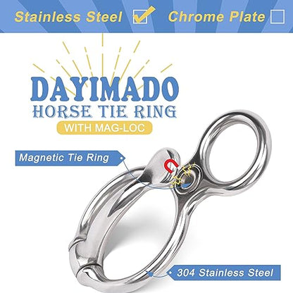 Dayimado Horse Tie Ring, Stainless Steel Tie Ring for Horses, Durable and Safe Horse Tack Supplies for Indoor and Outdoor Reducing Horse Injured When Pull Back