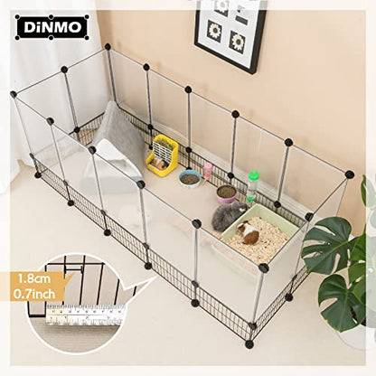 DINMO 28 Panels Bunny Playpen, Iron Net Bottom, 61.4" L x 25.4" W x 22.3" H - style: Plastic+Metal-28 panels-L