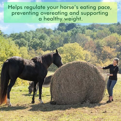 6x6 ft Round Bale Hay Net – Slow Feeder for Horses & Livestock, Extra Dense 2" Knotless Holes, Durable & Healthy Feeding Solution - size: 6 x 6 ft