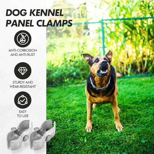 Zonon 24 Set Chain Link Fence Panel Clamps, 1-3/8" Dog Kennel Panel Clamps Galvanized Steel Clamp for 32mm Round Pipe Frame, with Bolts and Nuts