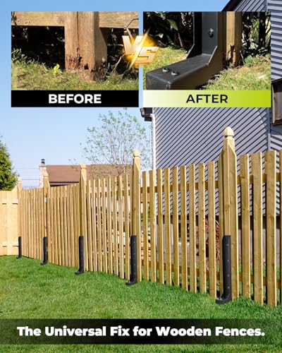 SakerNeo 32" Heavy Duty Steel Fence Post Repair Kit for Leaning Broken Post - style: 2 pcs