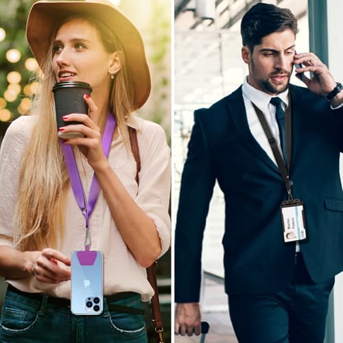 CACOE Phone Lanyard, Black+Purple, 2 Pcs - color: Black+purple, size: 21.65"