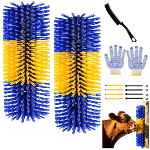 2 Packs Livestock Scratch Brush, Goats Brush Horse Scratching Post - color: Blue