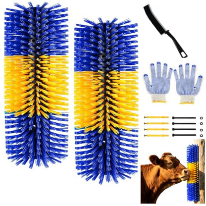 2 Packs Livestock Scratch Brush, Goats Brush Horse Scratching Post - color: Blue