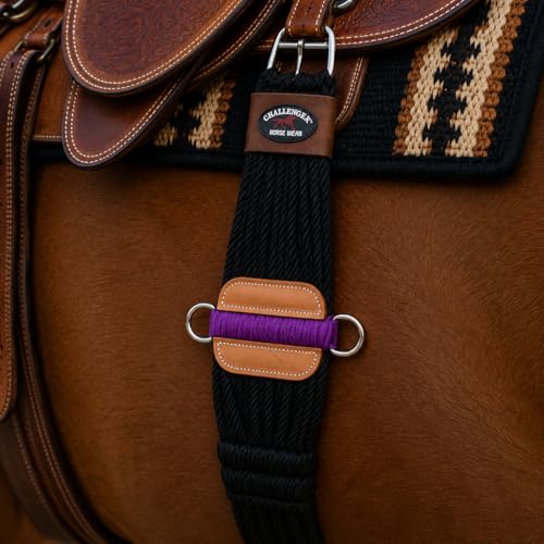 CHALLENGER Western 27-Strand Double Weave Black Mohair Roper Cinch 97RT08 - color: Black Purple, size: 30"