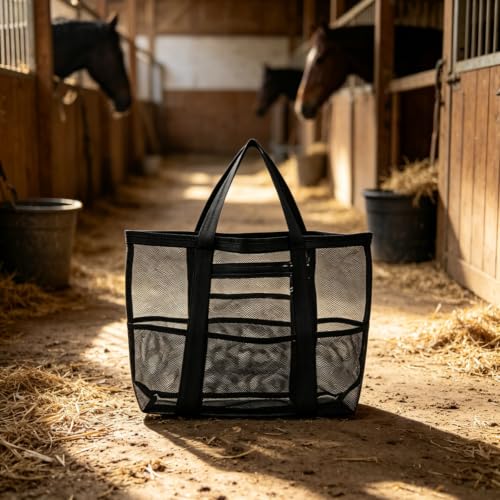 1Pcs Horse Grooming Bag Durable Horse Tool Bag with Pet Grooming Organizer for Horses, and Other Pets (Black)