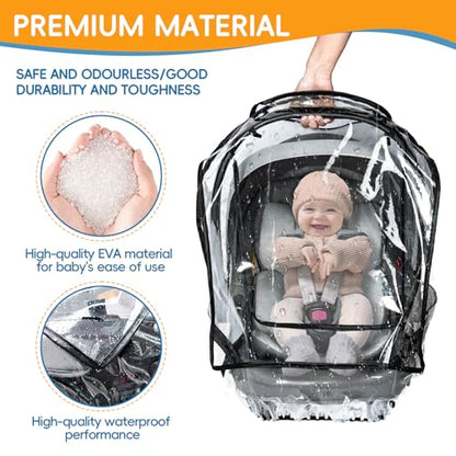bemece Infant Car Seat Rain Cover with Air Vents and Access Window