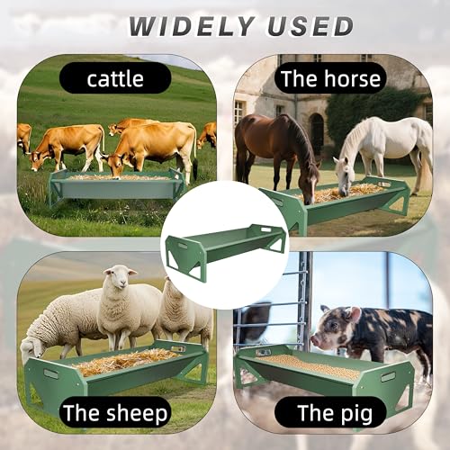 [New Upgrade] Stainless Steel Goat Feeder 45 Inch, Heavy Duty Large Capacity Feed Trough, Thickened Livestock Feeder, Easy to Clean, for Goats, Sheep, Horses, Cattle, Alpacas
