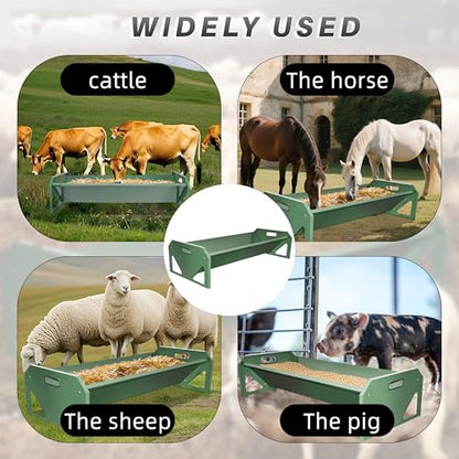 [New Upgrade] Stainless Steel Goat Feeder 45 Inch, Heavy Duty Large Capacity Feed Trough, Thickened Livestock Feeder, Easy to Clean, for Goats, Sheep, Horses, Cattle, Alpacas