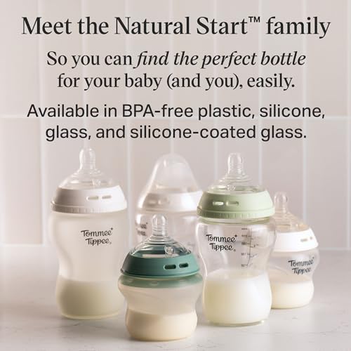 Tommee Tippee Natural Start Baby Bottles, Anti-Colic, 0m+, 9oz | Pack of 2, Slow Flow Breast-Like Nipple, Self-Sterilizing, Seamless Bottle-to-Breast Transition, Pink, BPA Free - color: Pink