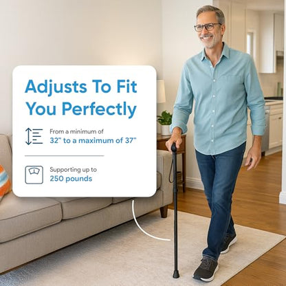 Mars Wellness Folding Cane - Adjustable Walking Cane for Women & Men - Collapsible Walking Stick for Seniors, Travel & Stability - Portable Mobility Aid