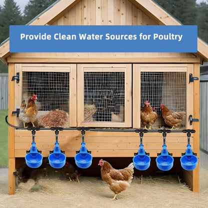 Automatic Chicken Waterer, 6 Cups Float Controlled No-Spill Dispenser