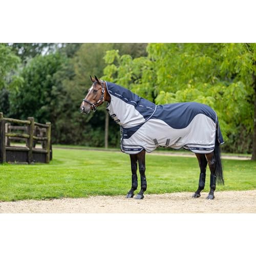 LeMieux Arika Shower-Tek Fly Blanket - UV Protection - Waterproof Top Line and Breathable Lower Mesh - Navy - 66" - size: 66"