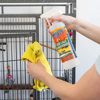 Absolutely Clean Amazing Bird Cage Cleaner and Deodorizer - Just Spray/Wipe - Safely & Easily Removes Bird Messes Quickly and Easily - Made in The US - Fragrance Free - 16oz (Pack of 2) - style: 16 Fl Oz (Pack of 2)