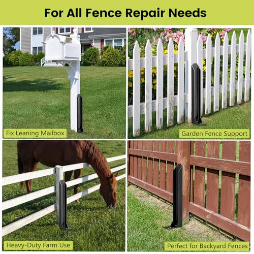 4 Pack Fence Post Repair Kit, Heavy Duty Steel Ground Spike Anchor for Fixing Leaning or Broken 4x4 & 6x6 Wood Posts, No Dig Drive-in Support for Yard, Garden & Fence - size: 4pack
