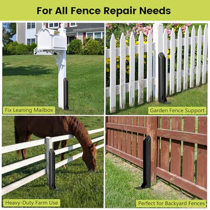 2 Pack Fence Post Repair Kit, Heavy Duty Steel Ground Spike Anchor for Fixing Leaning or Broken 4x4 & 6x6 Wood Posts, No Dig Drive-in Support for Yard, Garden & Fence - size: 2 Pack