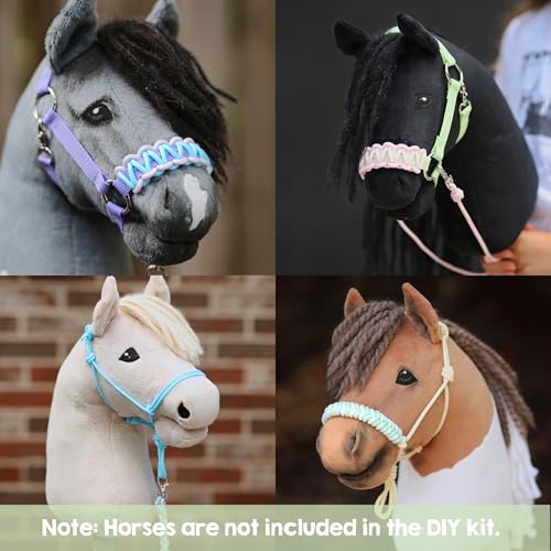 kullaloo DIY Hobby Horse Halter Kit & Tack Accessories ✦ Make Stick Horse Head Collars, Rope Halters & Reins ✦ Includes Digital Instructions (PDF) ✦ Pastel - color: Halter pastel
