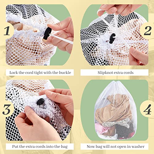 20 Pcs Mesh Laundry Bags Bulk with Drawstring 20 x 24'' White Heavy Duty Mesh Bag Machine Washable Sturdy Large Net Laundry Wash Bag for Dormitory College Apartment Travelling Camping