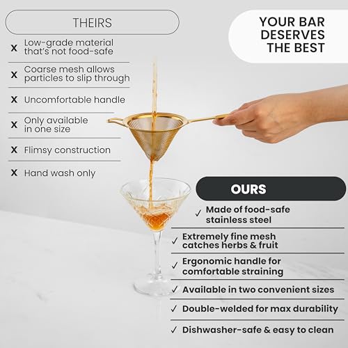 A Bar Above Black Fine Mesh Cocktail Strainer Stainless Steel Conical Sieve - color: Black, size: Regular