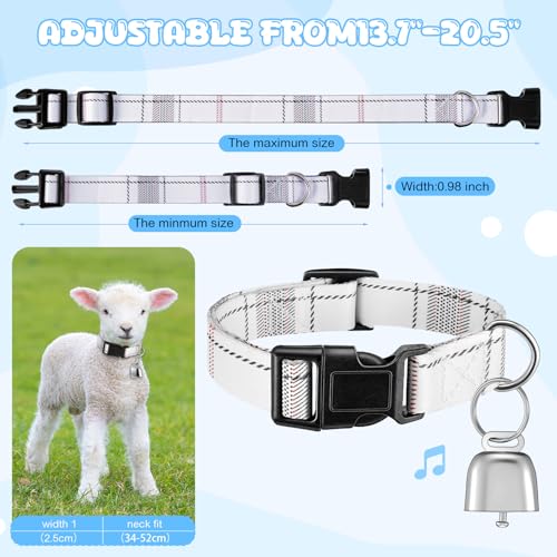 Goat Collar with Copper Bell Set for Sheep Lambs Pygmy Goat,White Stripes
