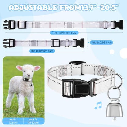 Goat Collar with Copper Bell Set for Sheep Lambs Pygmy Goat,White Stripes
