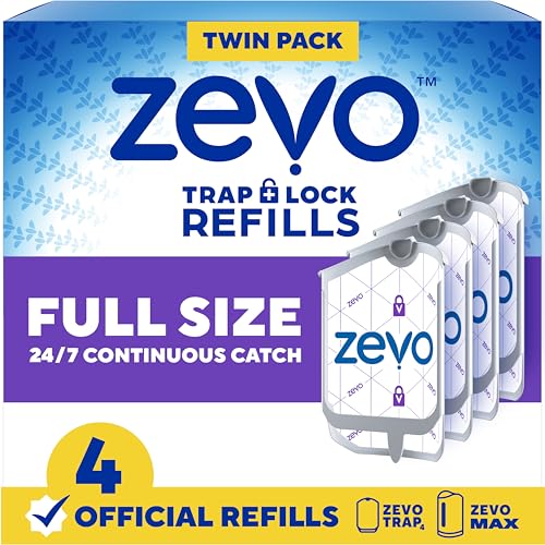 Zevo Flying Insect Trap Refill Cartridges for Fruit Flies & Gnats, 4 Count - style: 4 Refill Cartridges