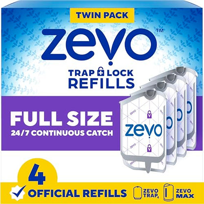 Zevo Flying Insect Trap Refill Cartridges for Fruit Flies & Gnats, 4 Count - style: 4 Refill Cartridges