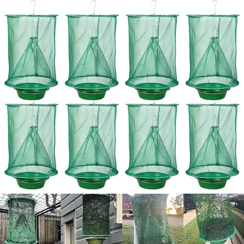 8 Ranch Fly Traps Outdoor Hanging, Reusable Stable Horse Fly Catcher Cage - size: 8 pack