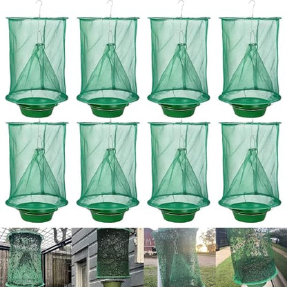 8 Ranch Fly Traps Outdoor Hanging, Reusable Stable Horse Fly Catcher Cage - size: 8 pack