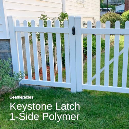 Weatherables Keystone 1-Sided Heavy Duty Lockable Gate Latch – Nylon Polymer Fence Gate Latch with Self-Latching Gate Lock – Made for Easy Installation on Metal, Wood & Vinyl Fences, Keyed Alike - style: 1-Side Polymer