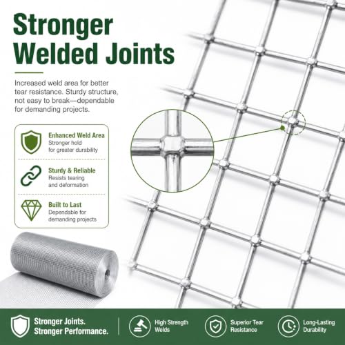 Hardware Cloth Roll 1/2 in. x 3 ft. x 100 ft. 19-Gauge | Chicken Wire Mesh Roll, Chicken Wire Fencing, Wire Fence Roll, Garden Fence, Tree Fence, Rodent Mesh, Gopher Guard - size: 1/2'' x 36'' x 100'