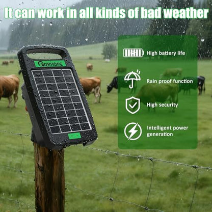 5 Miles Solar Electric Fence Charger,0.11J Powered 24-Hour Protection - size: GOR11 (5M0.11J)