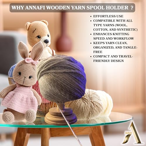 AnNafi® Crochet Yarn Holder for Crocheting & Knitting Twirling, Classic Crochet Wooden Spinner & Thread Holder, Knitting Embroidery Tools, Craft & Sewing Supplies, Yarn Organising Tool for Granny, - color: Natural Wood