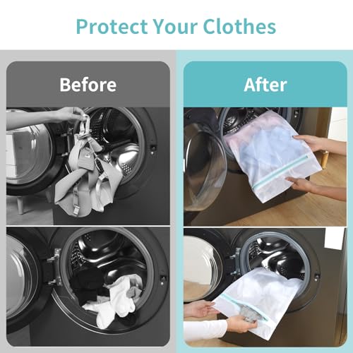 OTraki 12x16 Inch Mesh Laundry Bag 2 Pack Small Lingerie Sock Bag Washing Machine Soft Fine Mesh Zipper Laundry Bra Underwear Wash Bag for Home Travel Don't Drying, Melting 140-176℉ White - size: 12 x 16 inch