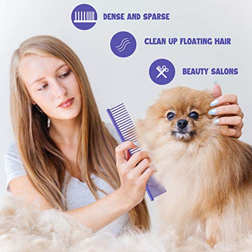 3 Pcs Stainless Steel Grooming Combs for Matted and Tangled Long Hair - Pet Guide Clippers for Dog and Cat - color: Gold,Violet,Pink