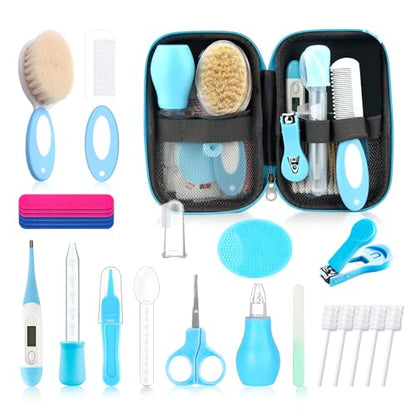 Baby Healthcare and Grooming Kit for Newborn Kids, 24PCS Upgraded Safety Baby Care Kit, Newborn Nursery Health Care Set, Baby Care Products - style: BLUE-24