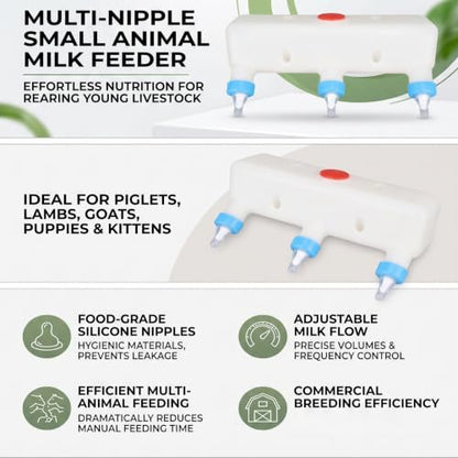 GLOGLOW 3L Goat Milk Feeder, 3 Nipples Hanging Milk Feeding Bucket