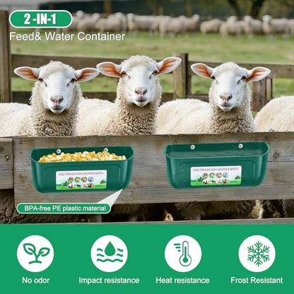 Chicken Feeder Waterer, 6 Pack Duck Feeder Supplies, Hanging Fence Feed Trough with Clips for Goat, Sheeple, Piglet, Gooses, Turkeys, Dog Livestock Poultry,Green - color: 6 pack Green