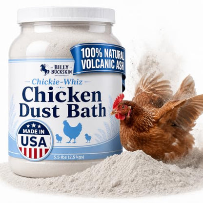 5.5lb Chickie-Whiz Chicken Dust Bath - Made in USA - All Natural Volcanic Ash Dust Bath for Chickens - Healthier Eggs & Feathers - Chicken Coop Accessories for Farms by Billy Buckskin Co. - size: 1 x 5.5 LB