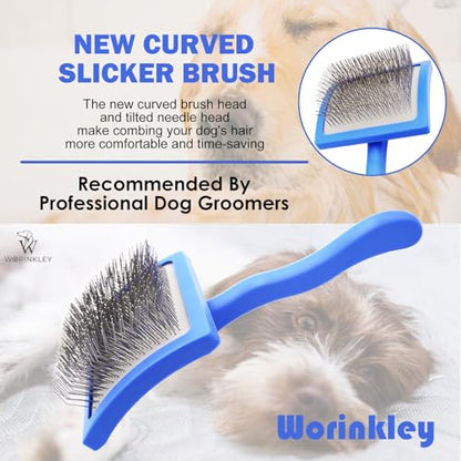 Slicker Brush for Dogs - Long Pin Doodle Grooming Brush, Large | For Goldendoodles, Poodles, Labradoodles & Long-Haired Dogs - Detangles Dense Coats, Removes Knots & Mats and Restores Fluff