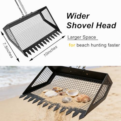 10.3in Sand Flea Rake with 24 to 68in Adjustable Steel Handle