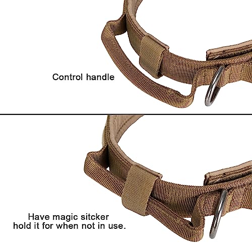 EXCELLENT ELITE SPANKER Tactical Nylon Dog Collar Military Metal Buckle - color: Coyote Brown, size: M-(14''-18")