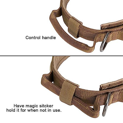 EXCELLENT ELITE SPANKER Tactical Nylon Dog Collar Military Metal Buckle - color: Coyote Brown, size: M-(14''-18")