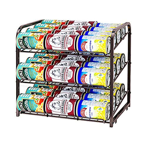 Can Rack Organizer,3 Tier Stackable Can Storage Dispenser,Bronze - color: Brown