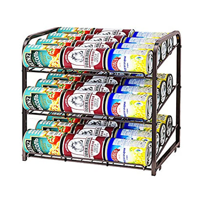 Can Rack Organizer,3 Tier Stackable Can Storage Dispenser,Bronze - color: Brown