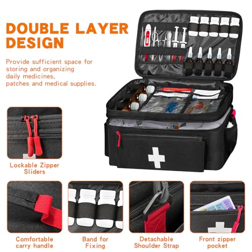 Boczif First Aid Bag Empty, Emergency Kit Bag(black with shoulder strap) - color: black with shoulder strap