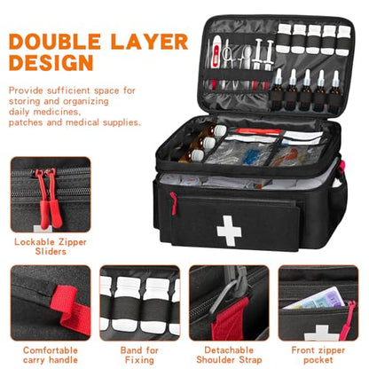Boczif First Aid Bag Empty, Emergency Kit Bag(black with shoulder strap) - color: black with shoulder strap