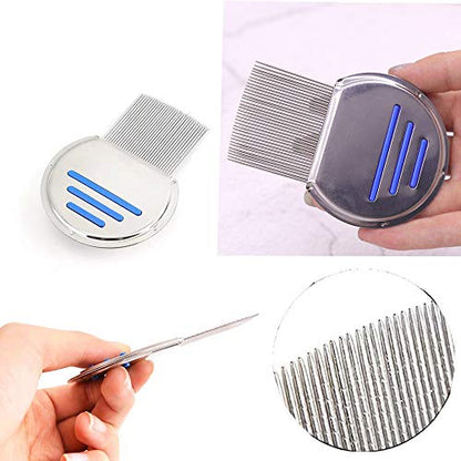 Qtopun Nits Free Lice Comb, Stainless Steel Louse Comb Head Lice Comb Flea Comb Metal Brooming Comb for Dogs Cats Pet (6 Comb)